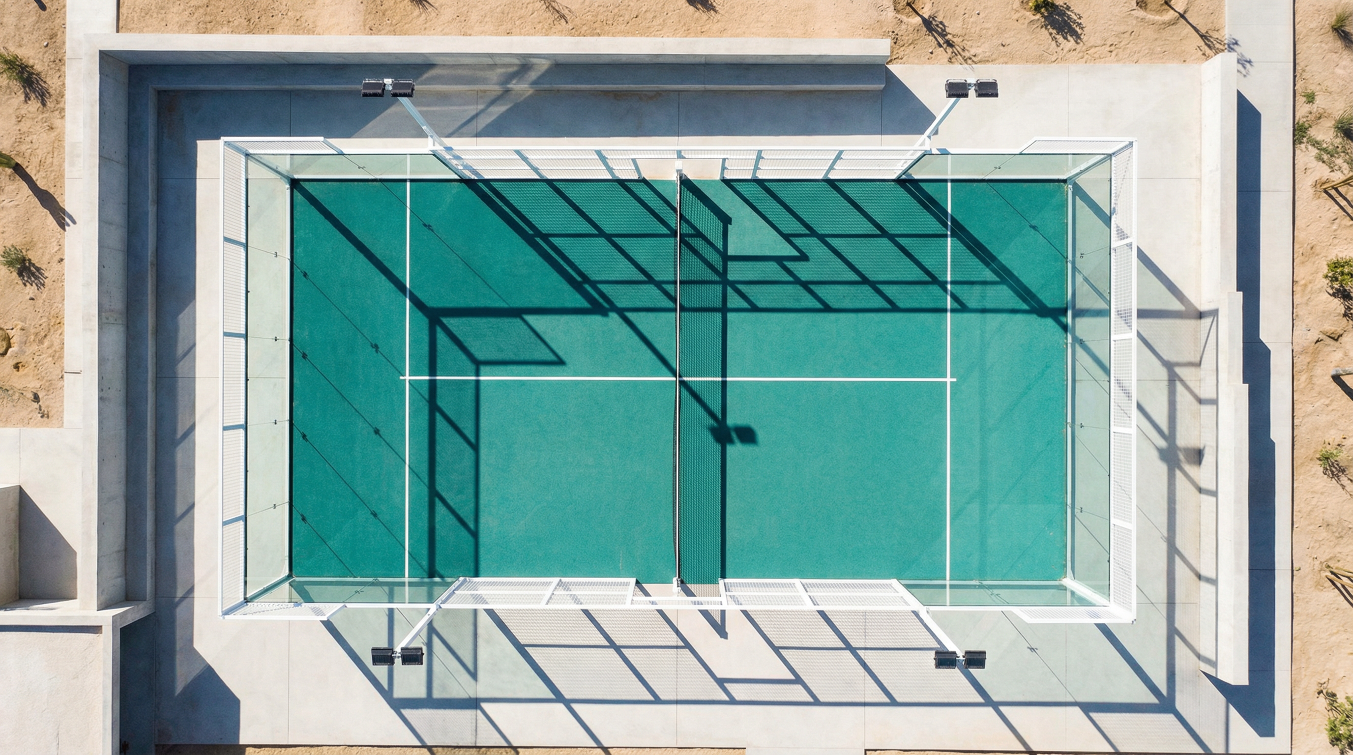 Aerial view of a completed padel court